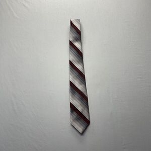 Regimental Repp Striped Neck Tie Mens Red  Wedding Formal Suit Vintage BRITTANIA